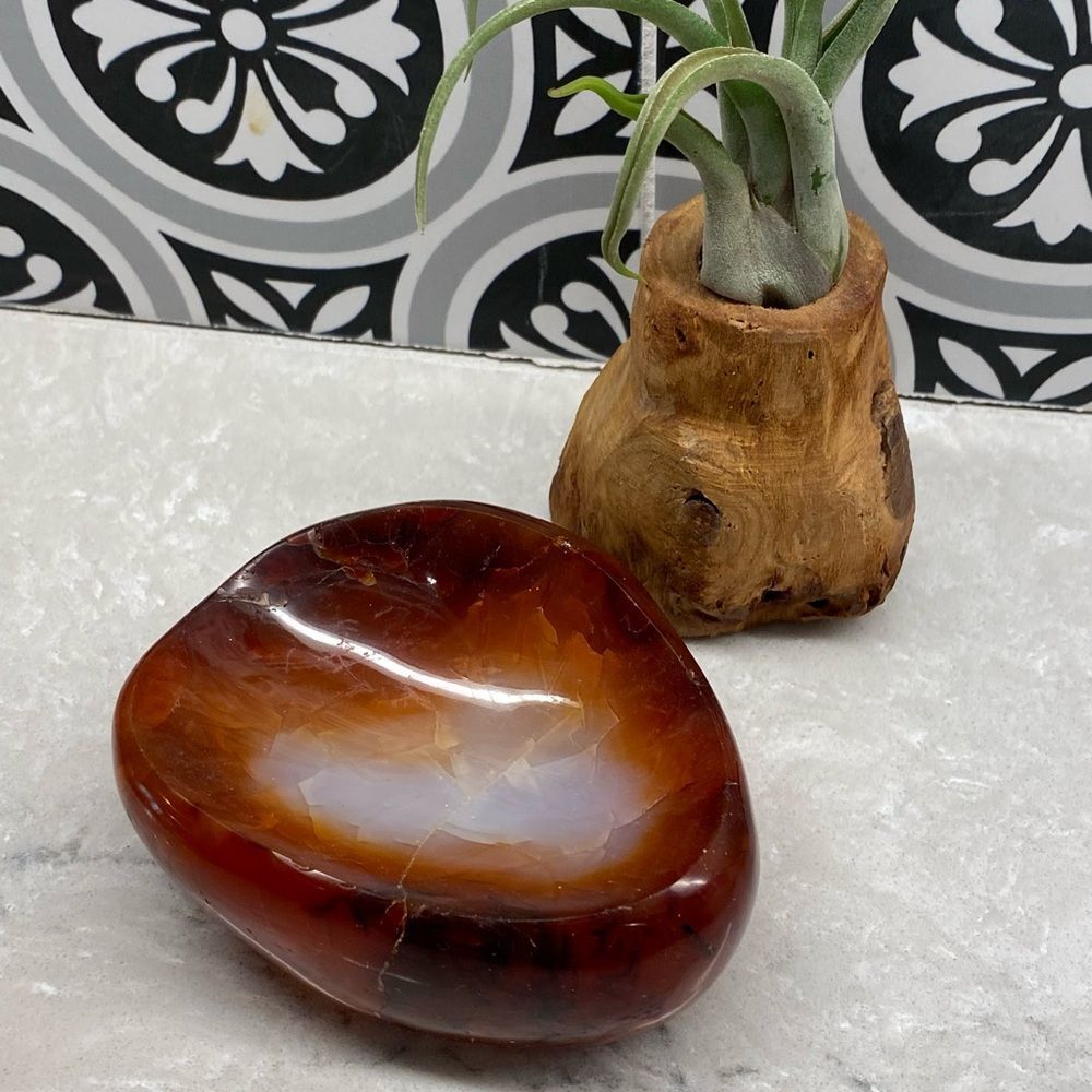 Carnelian Genuine Crystal Gemstone Carved Dish Jewelry Holder Soap Dish